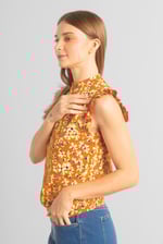 Floral Printed Smocked Hem Frill Top