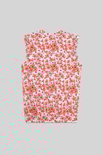 Floral Printed Smocked Hem Frill Top