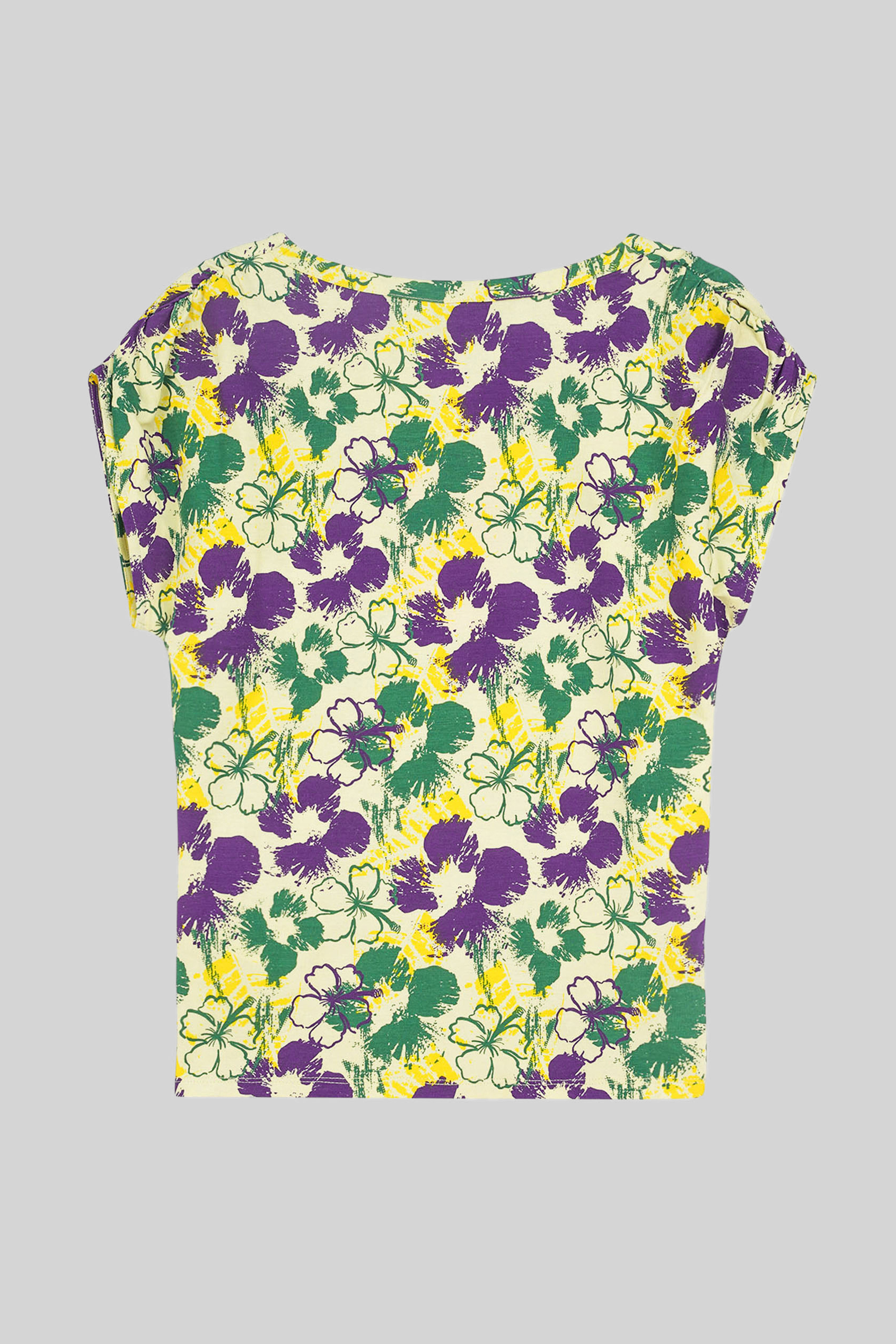 Womens Floral Print Wrap Ruffle Sleeve Top