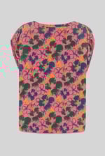 Womens Floral Print Wrap Ruffle Sleeve Top