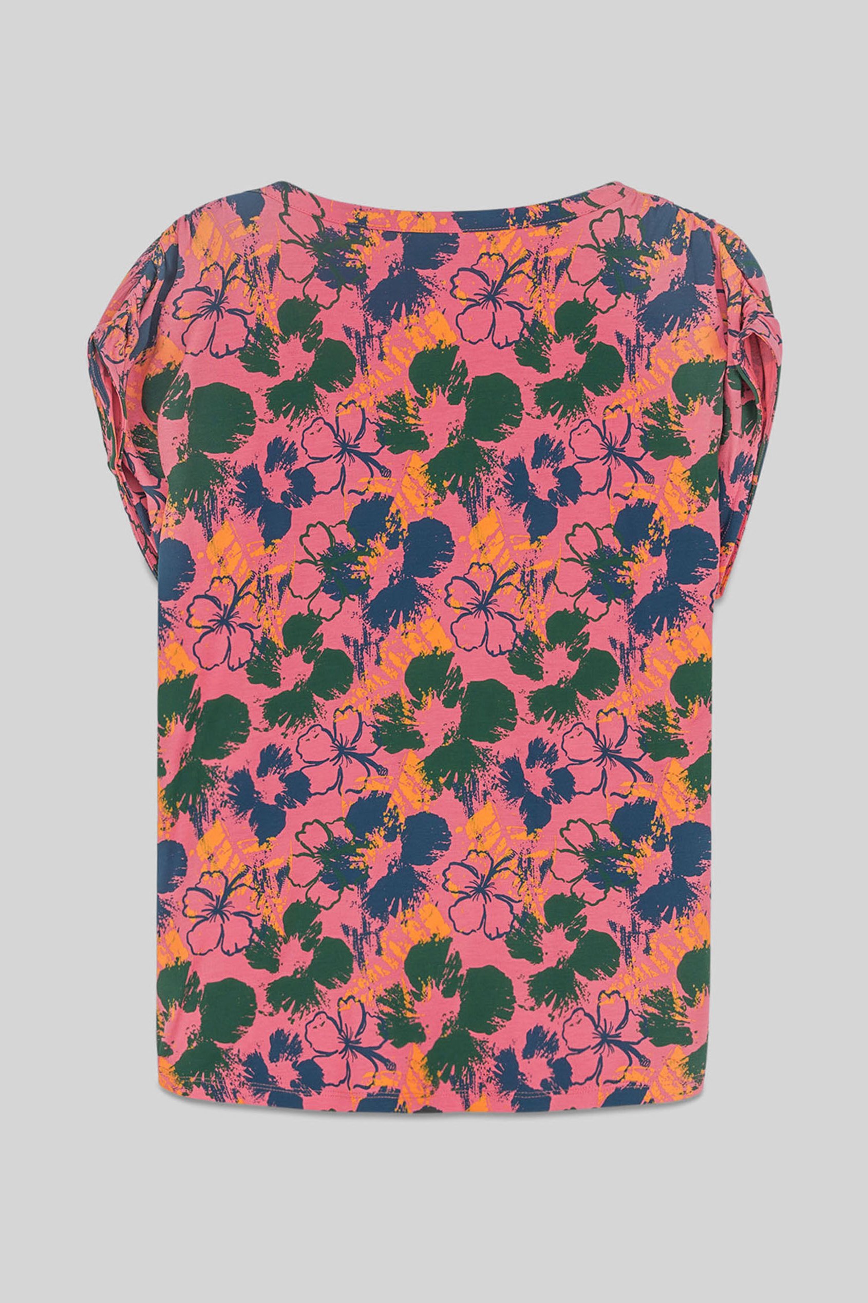 Womens Floral Print Wrap Ruffle Sleeve Top