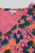 Womens Floral Print Wrap Ruffle Sleeve Top