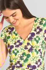 Womens Floral Print Wrap Ruffle Sleeve Top