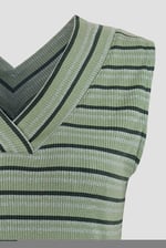 Silver Metallic V-Neck V Back Tops