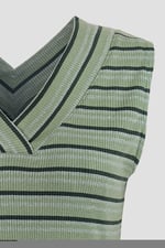 Silver Metallic V-Neck V Back Tops