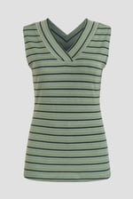 Silver Metallic V-Neck V Back Tops