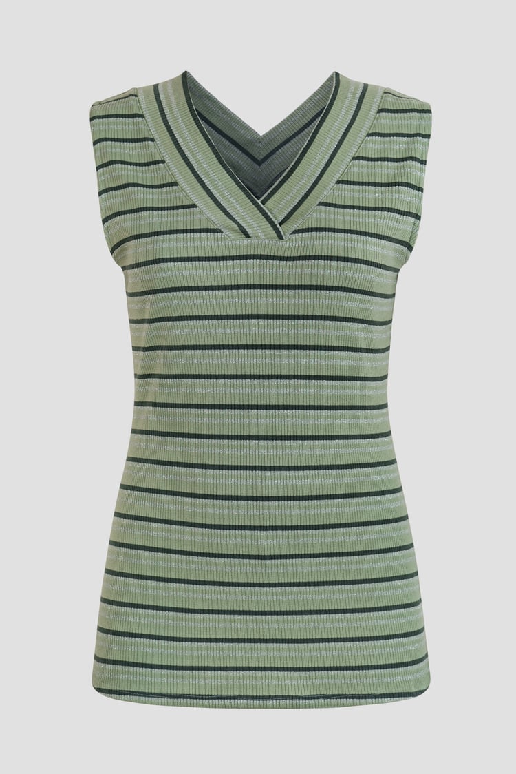 Silver Metallic V-Neck V Back Tops