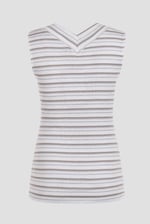 Silver Metallic V-Neck V Back Tops