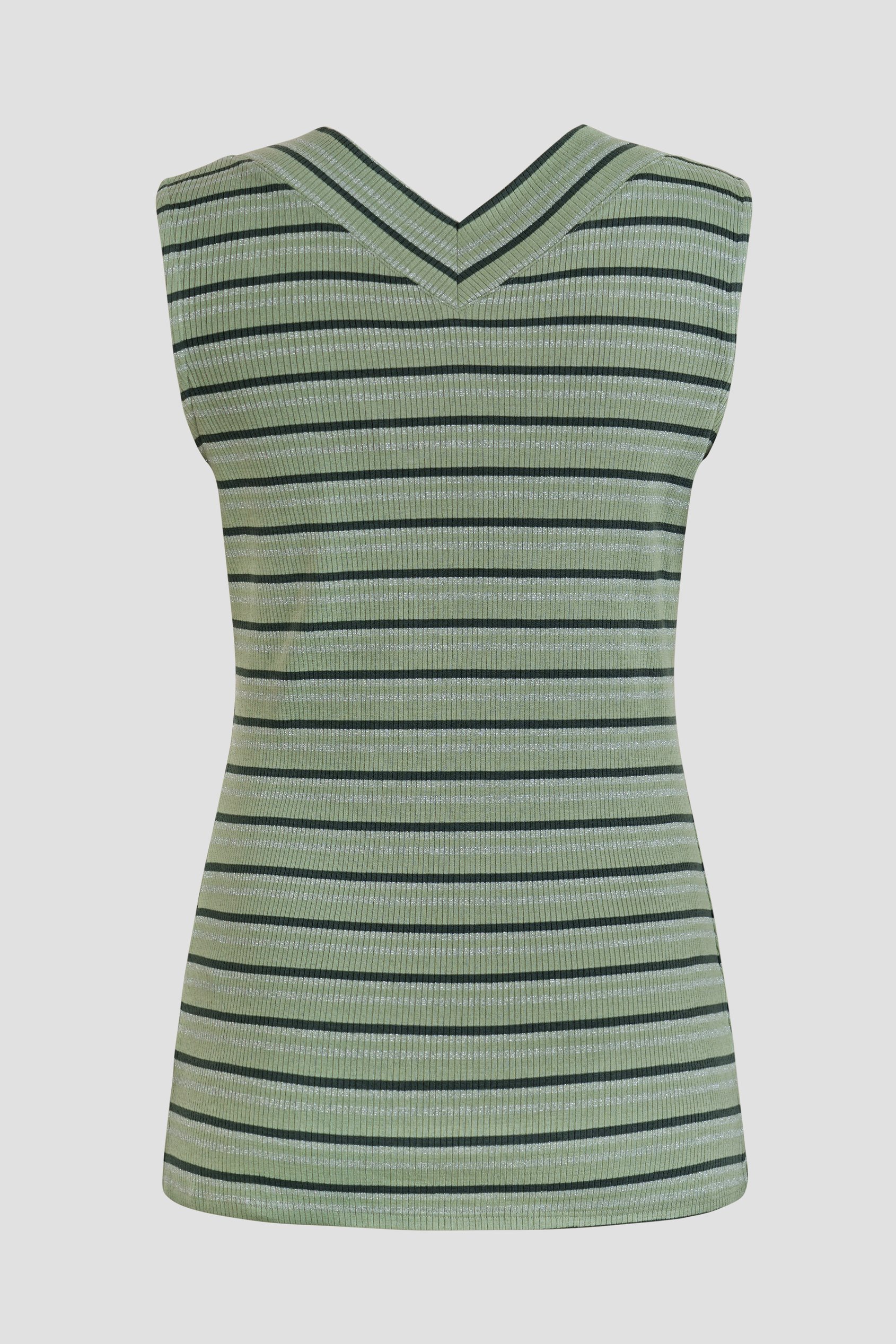 Silver Metallic V-Neck V Back Tops