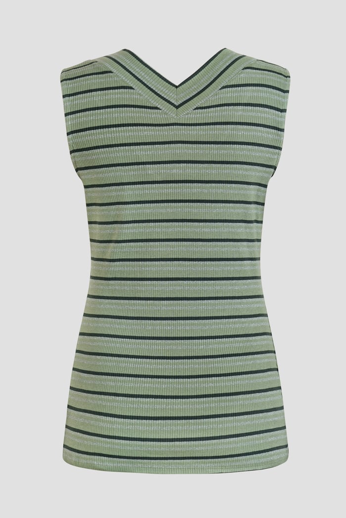 Silver Metallic V-Neck V Back Tops