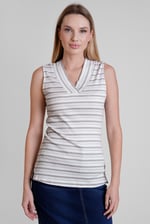 Silver Metallic V-Neck V Back Tops