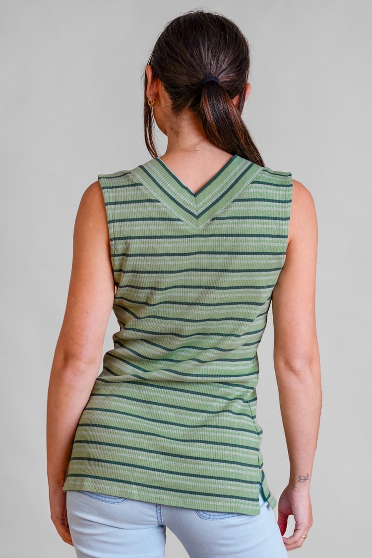 Silver Metallic V-Neck V Back Tops