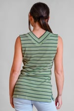 Silver Metallic V-Neck V Back Tops