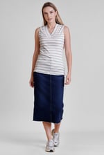 Silver Metallic V-Neck V Back Tops