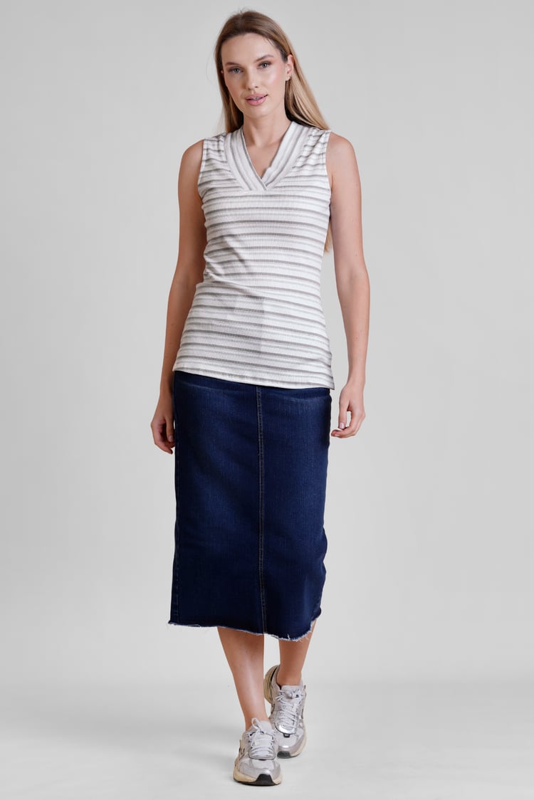 Silver Metallic V-Neck V Back Tops