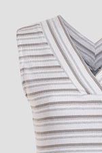 Silver Metallic V-Neck V Back Tops