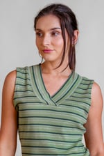 Silver Metallic V-Neck V Back Tops