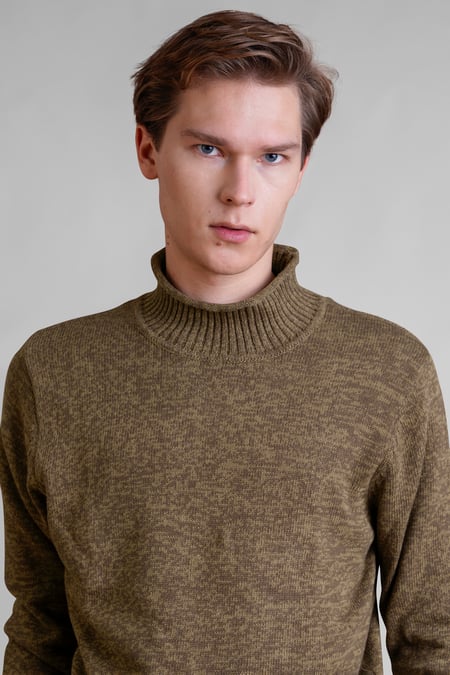 Men’s Brown Marl High Neck Jumper