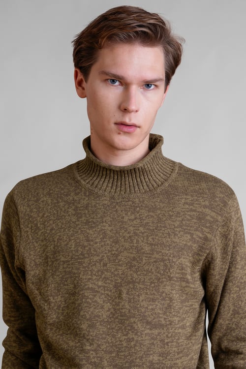 Men’s Brown Marl High Neck Jumper