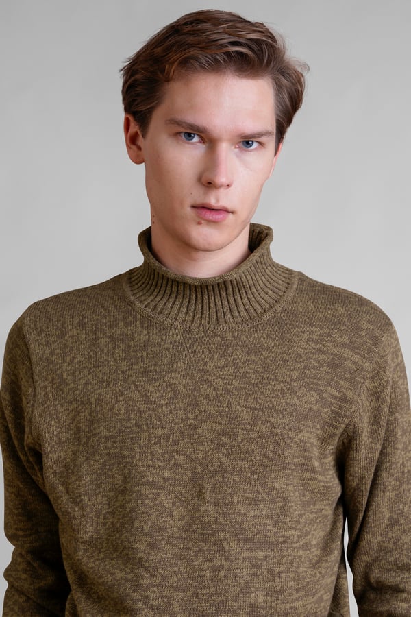 Men’s Brown Marl High Neck Jumper