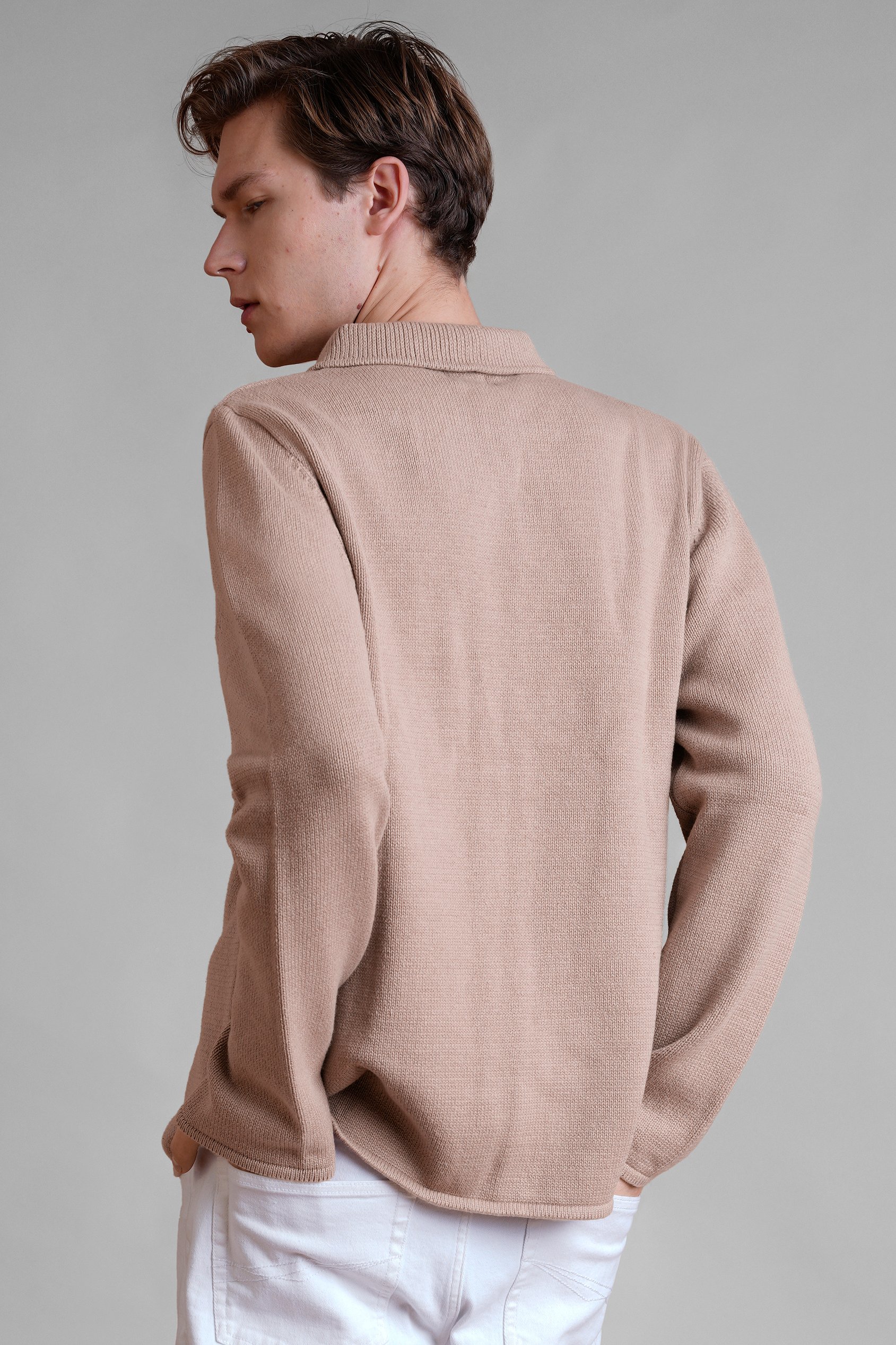 Men's Neutral Knitted Button Through Shirts