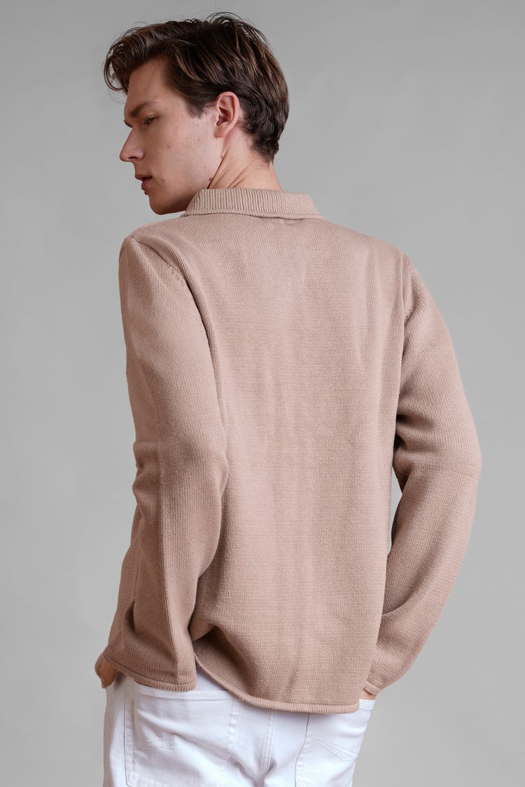 Men's Neutral Knitted Button Through Shirts