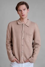 Men's Neutral Knitted Button Through Shirts