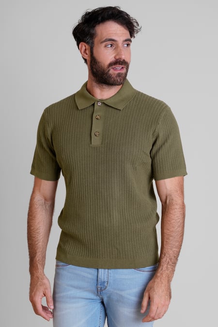 Men’s Olive Cotton Knitted  Polo Shirts