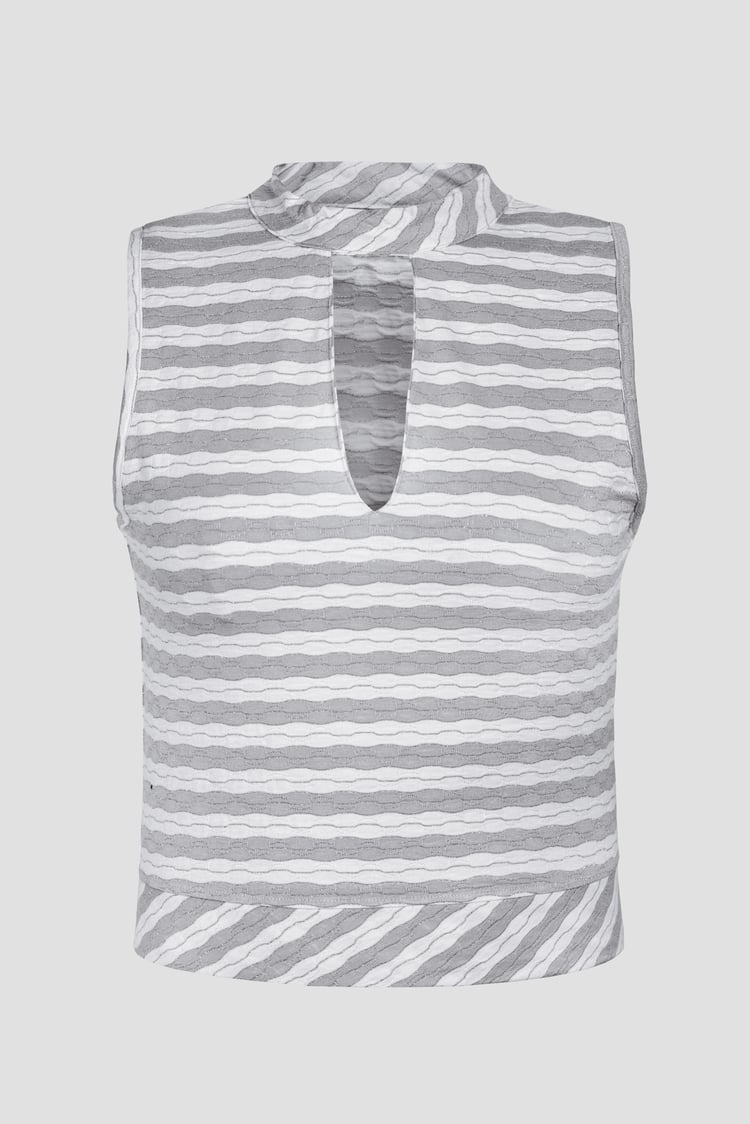 High Neck V-Cut Crop Top