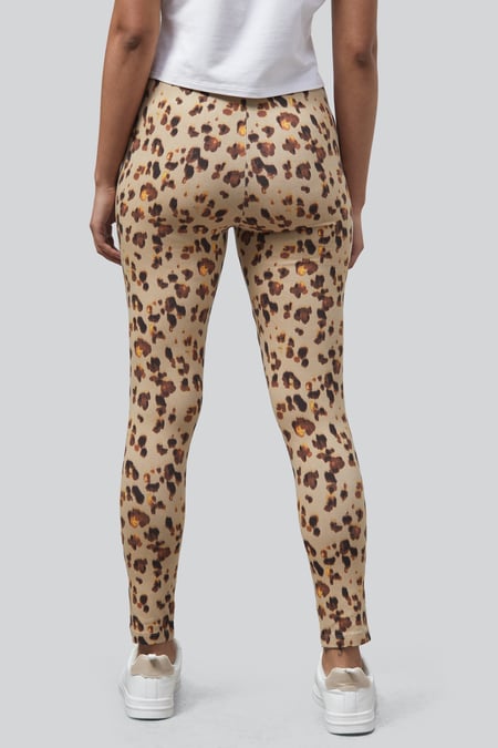 Brown Leopard Print Regular length Leggings