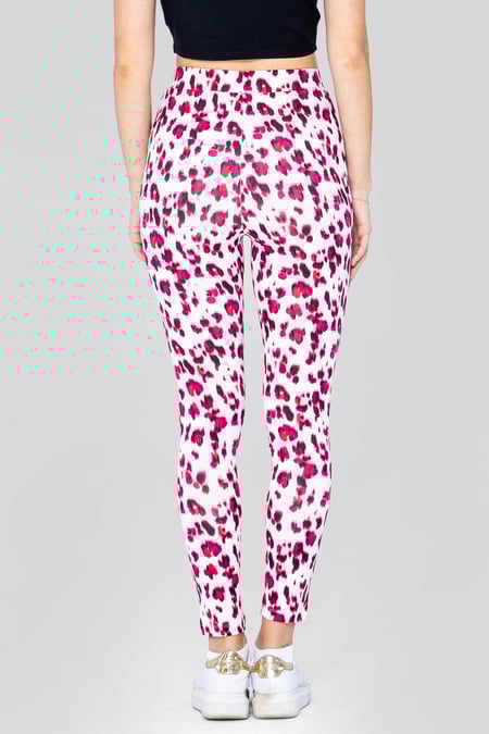 Pink Leopard Print Regular length Leggings