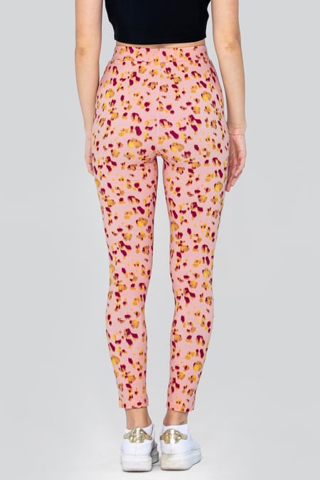 Cream Leopard Print Regular length Leggings