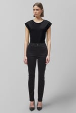 Shoulder Padded Cap-Sleeve Roll-Up T-Shirt