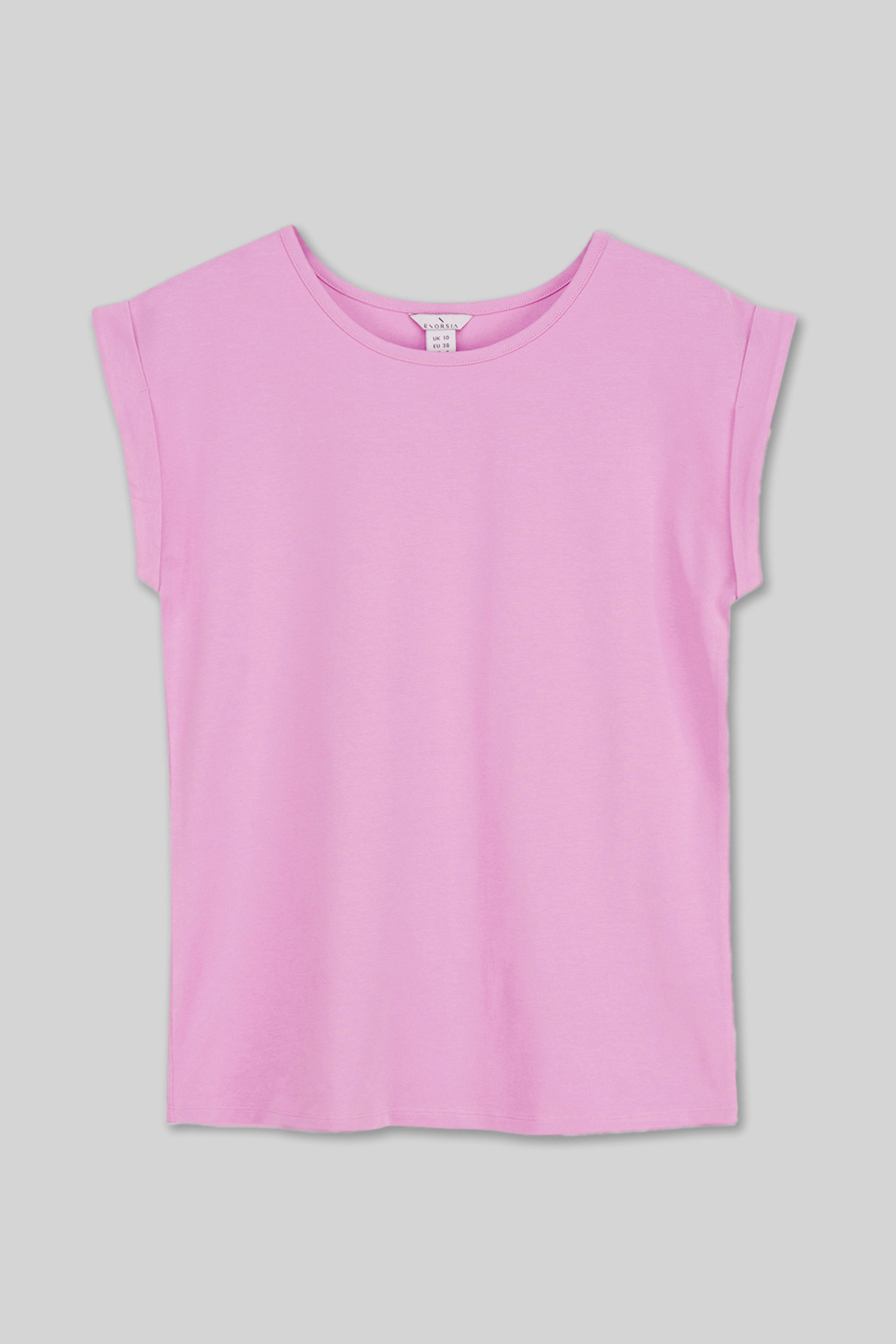 Shoulder Padded Cap-Sleeve Roll-Up T-Shirt