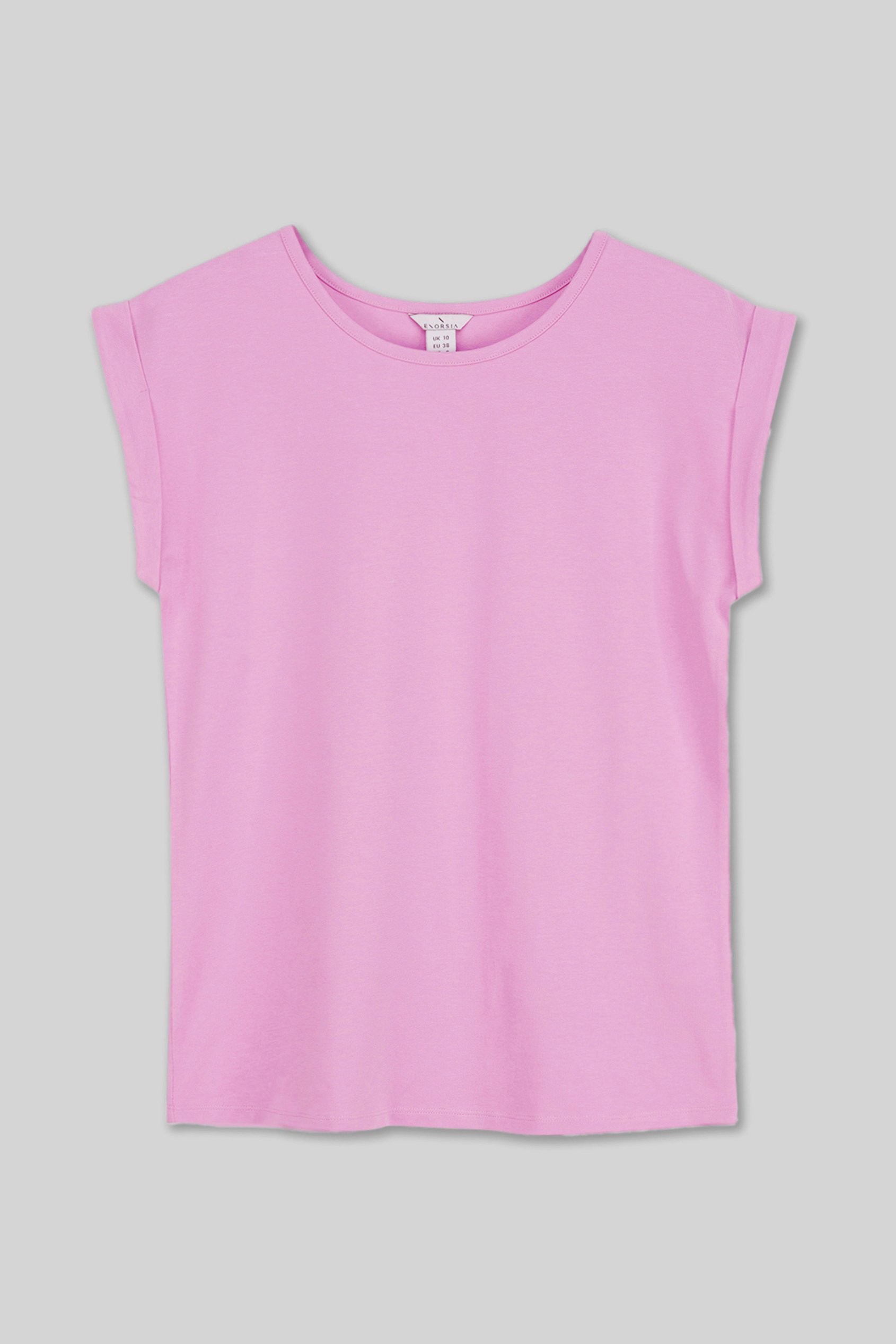 Shoulder Padded Cap-Sleeve Roll-Up T-Shirt