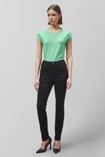 Shoulder Padded Cap-Sleeve Roll-Up T-Shirt