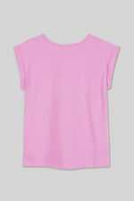 Shoulder Padded Cap-Sleeve Roll-Up T-Shirt