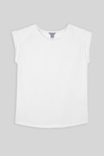 Shoulder Padded Cap-Sleeve Roll-Up T-Shirt