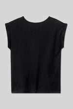 Shoulder Padded Cap-Sleeve Roll-Up T-Shirt