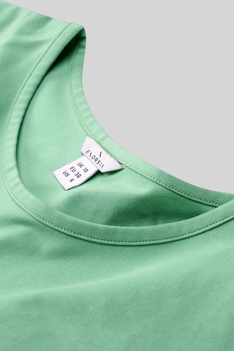 Shoulder Padded Cap-Sleeve Roll-Up T-Shirt