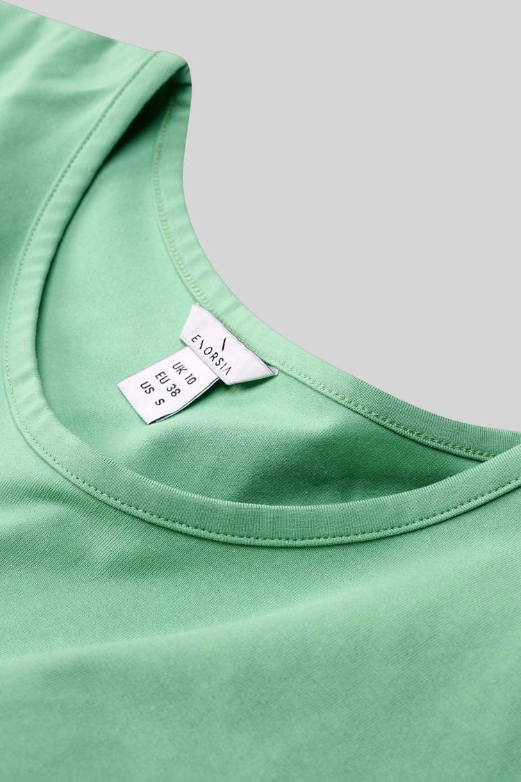 Shoulder Padded Cap-Sleeve Roll-Up T-Shirt