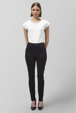 Shoulder Padded Cap-Sleeve Roll-Up T-Shirt