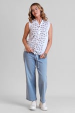 Sleeveless Printed Tie Hem Tops