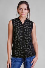 Sleeveless Printed Tie Hem Tops