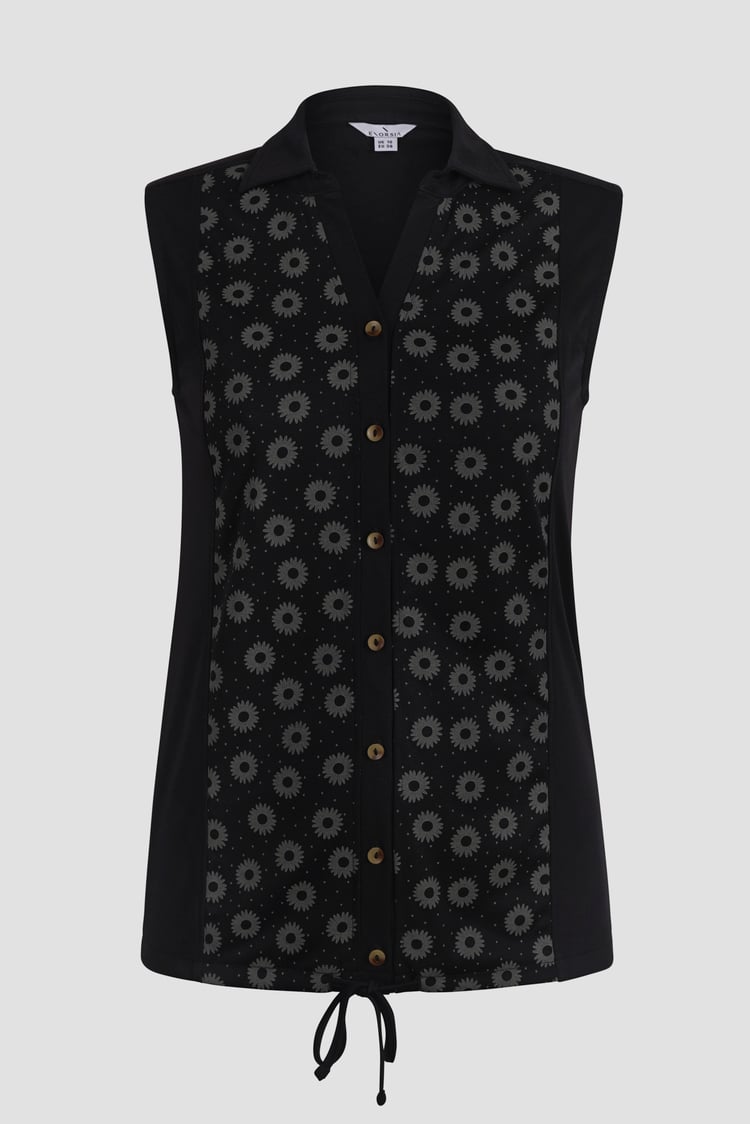 Sleeveless Printed Tie Hem Tops