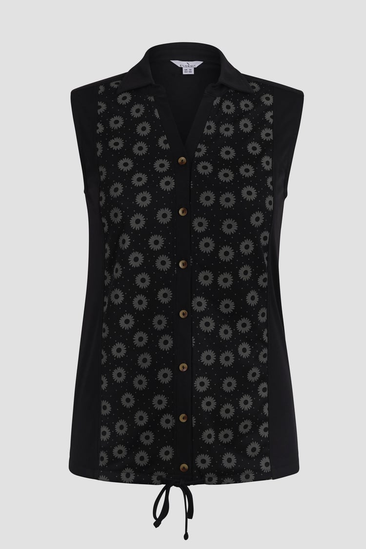 Sleeveless Printed Tie Hem Tops