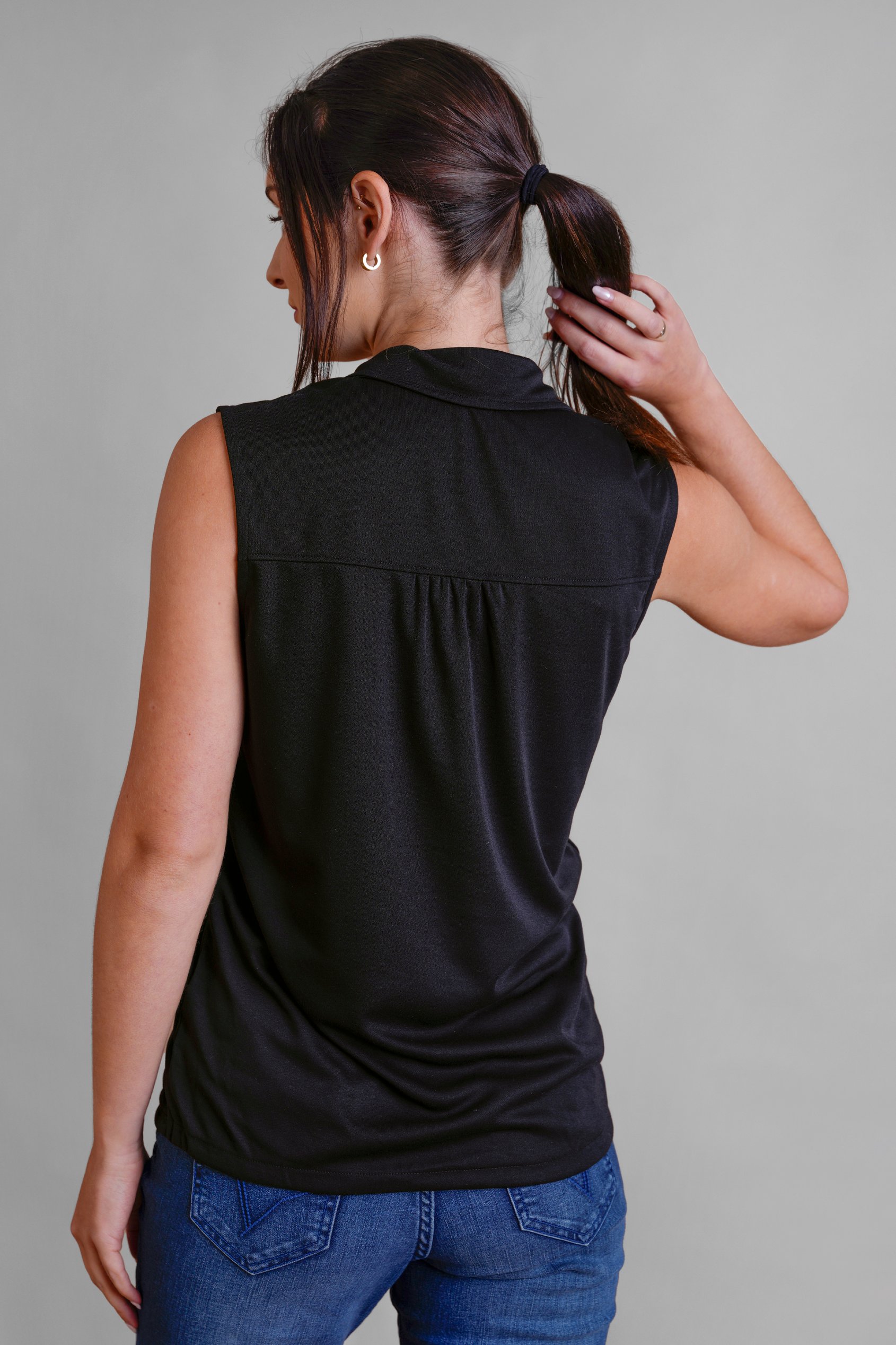 Sleeveless Printed Tie Hem Tops