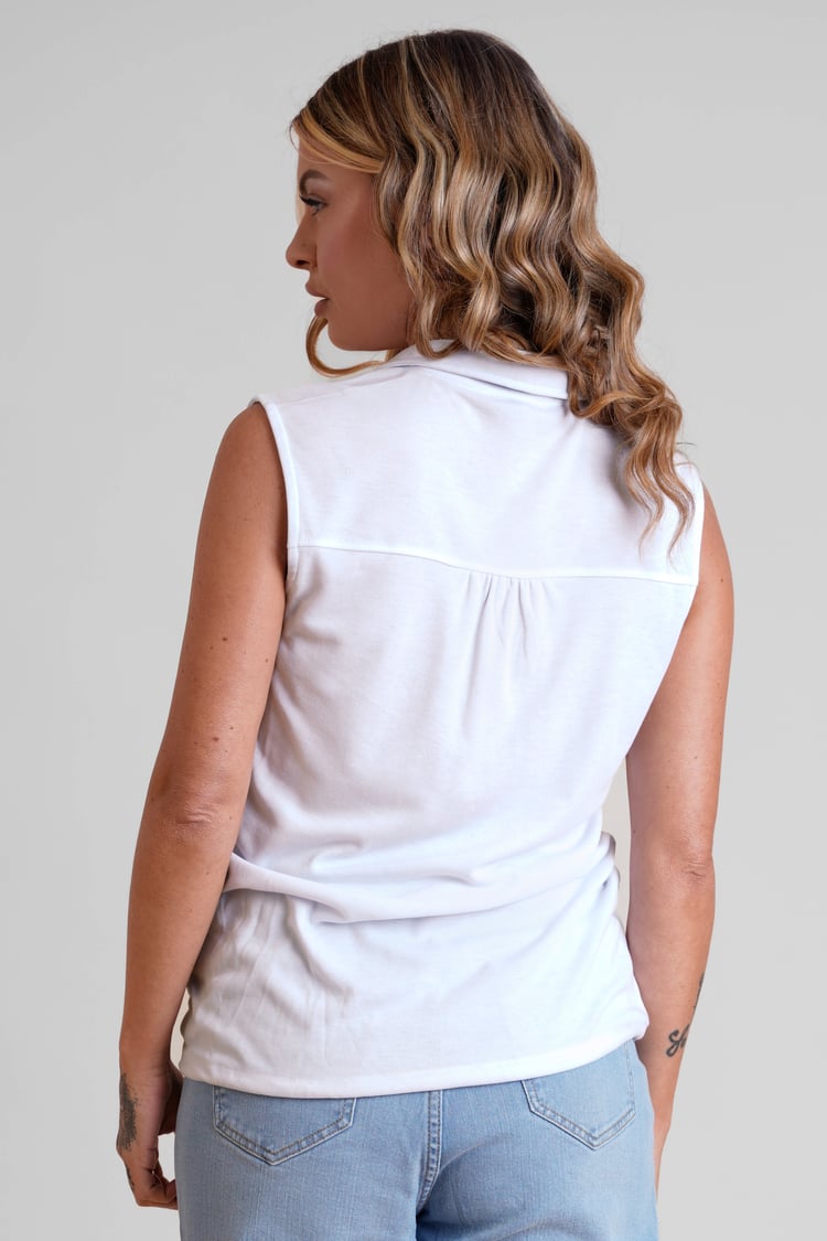 Sleeveless Printed Tie Hem Tops