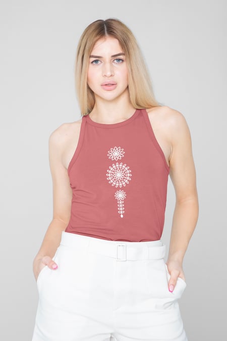 Green Motif Embroidered Tank Top