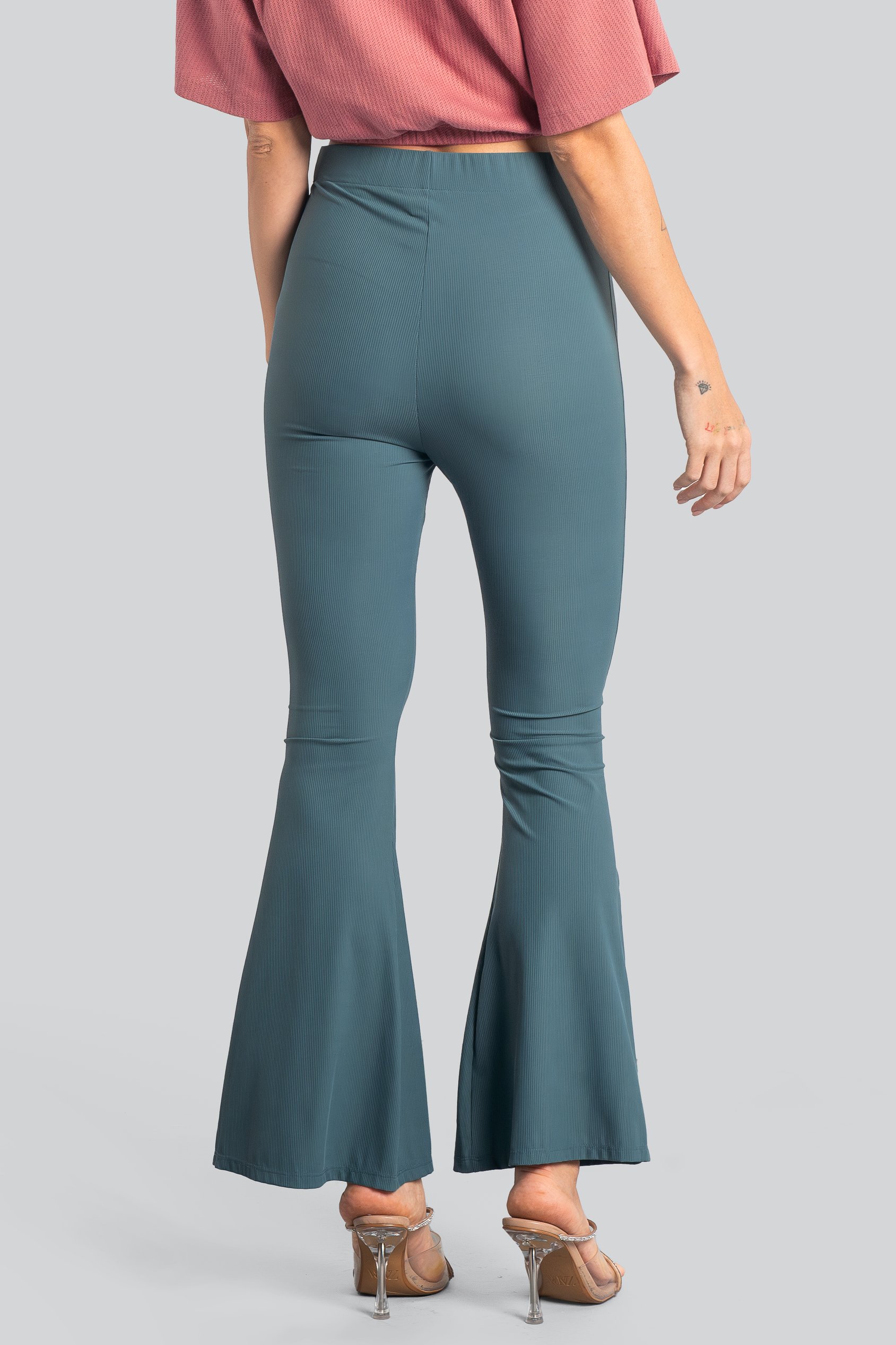 Women's Supper Stretch Zip Details Flare Leggings